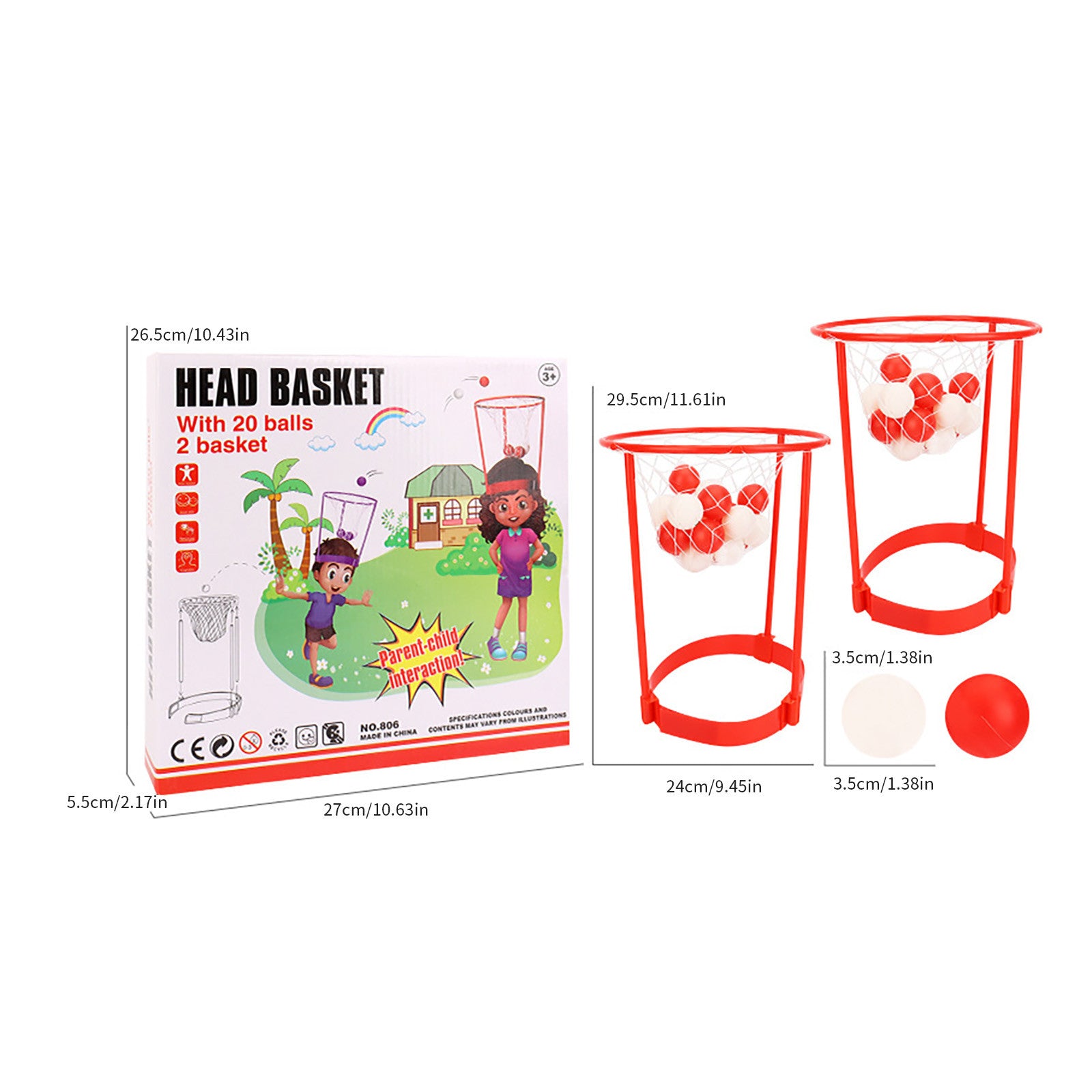 Fridja Head Hoop Basketball Game For Kids And Adults，Carnival Ball Game For Kids 2PC