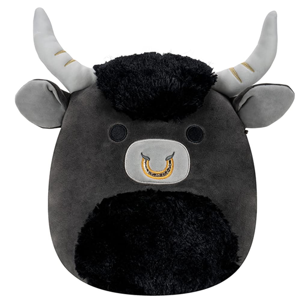 Squishmallow Official Kellytoy Collectible Plush Farm Squad Squishy Soft Animals Cows Pigs Chickens (Grey/Black， Lake Bull， 12 Inch)