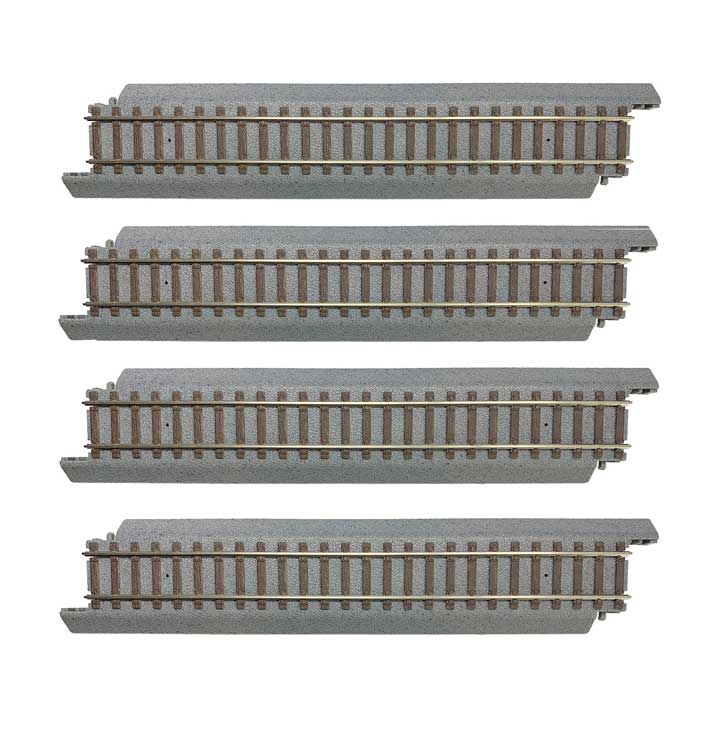 Walthers Trainline HO Scale Power-Loc Track/Gray Roadbed 9 Inch Straight 4-Pack