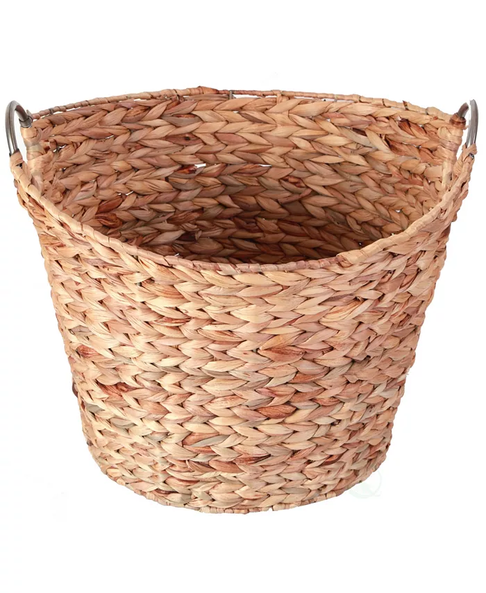 Vintiquewise Water Hyacinth Wicker Large Round Storage Laundry Basket with Handles