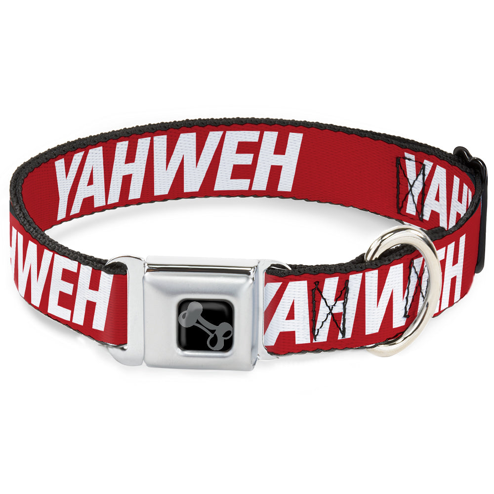 Buckle-Down Pet Collar， Dog Collar Metal Seatbelt Buckle， Yahweh Text Red White， 9.5 to 13 Inches 1.0 Inch Wide