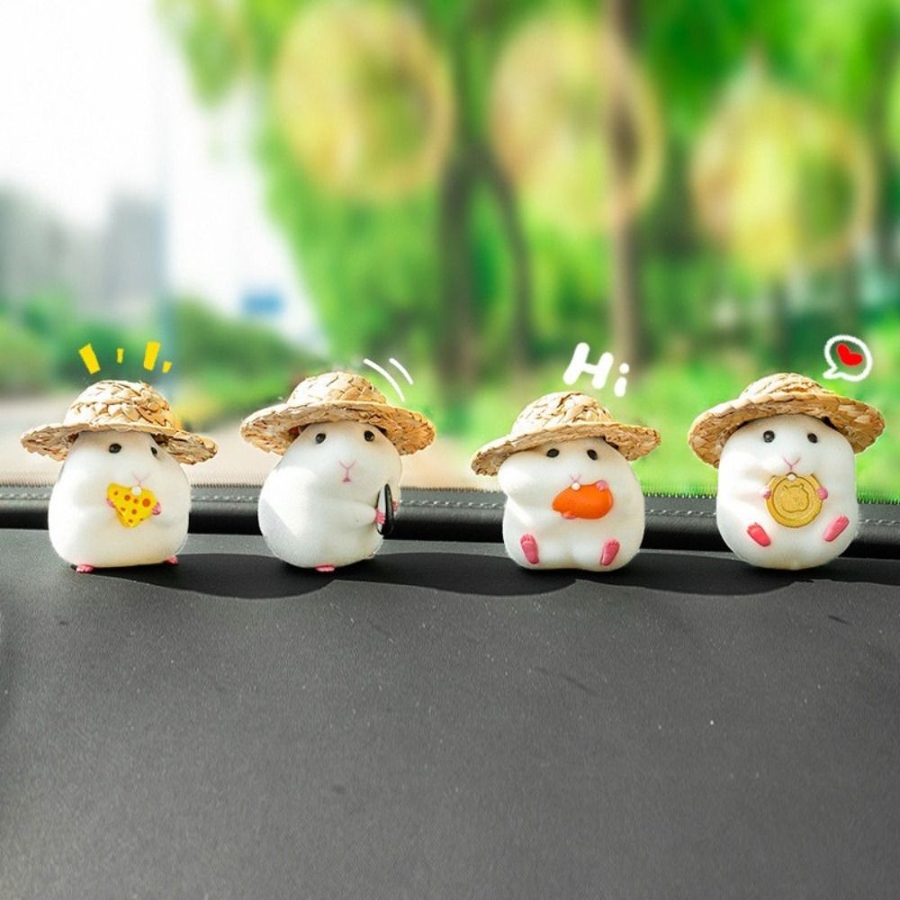 1pc Cute Statues Stealing Hamster Vehicle Interior Decor Car Accessories Auto Decorative Supplies Figurine Toy Auto Dashboard Model Hamster Action Figure Hamster Model Toy Car Oranments GREY ALMOND