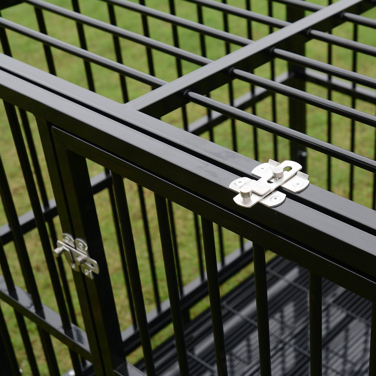 Wonline Metal Heavy Duty Dog Cage with Wheels， Black