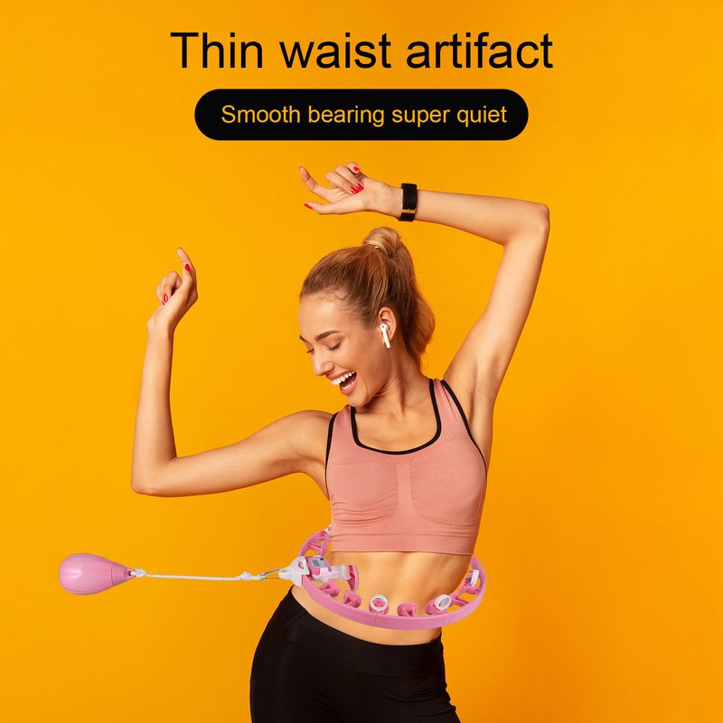 Taicanon Weighted Smart Hoop-2 in 1 Fitness Weight Loss and Massage Hoop， Smart Auto-Spinning Hoop Intelligent Adjustable Fitness Sport Hoop(Pink)