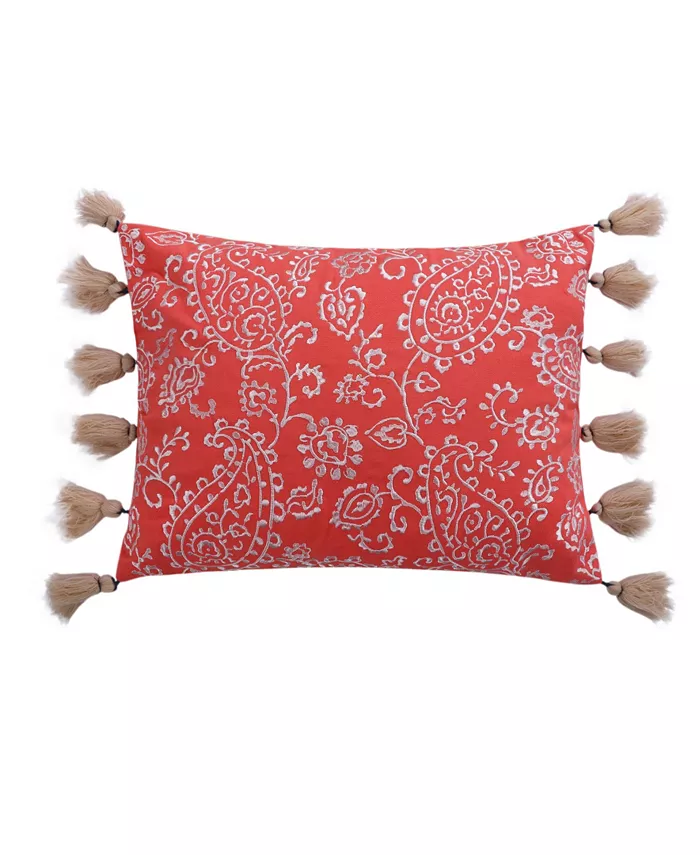 Levtex Cape Road Paisley Printed Tassels Decorative Pillow， 14