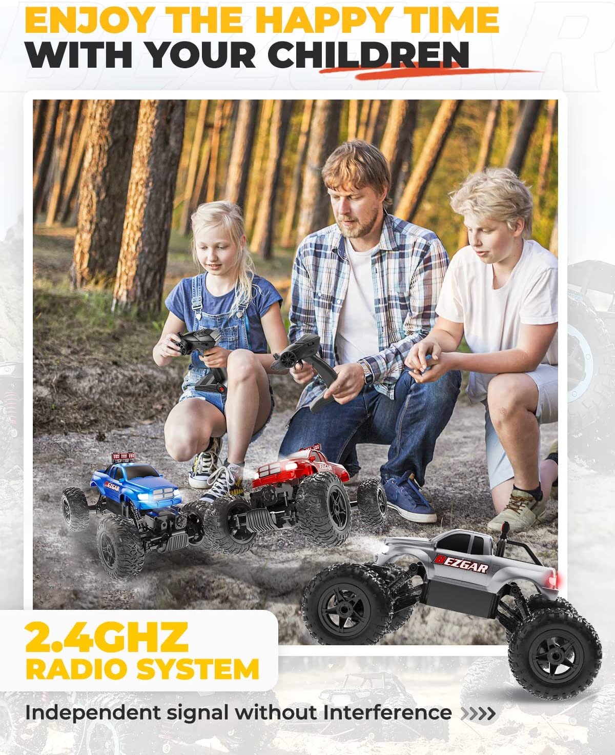 Bezgar 1:14 RC Cars Remote Control Monster Truck， Radio Controlled Truck off-Road Rock Crawler Remote Control Car for Boys Kids Adults