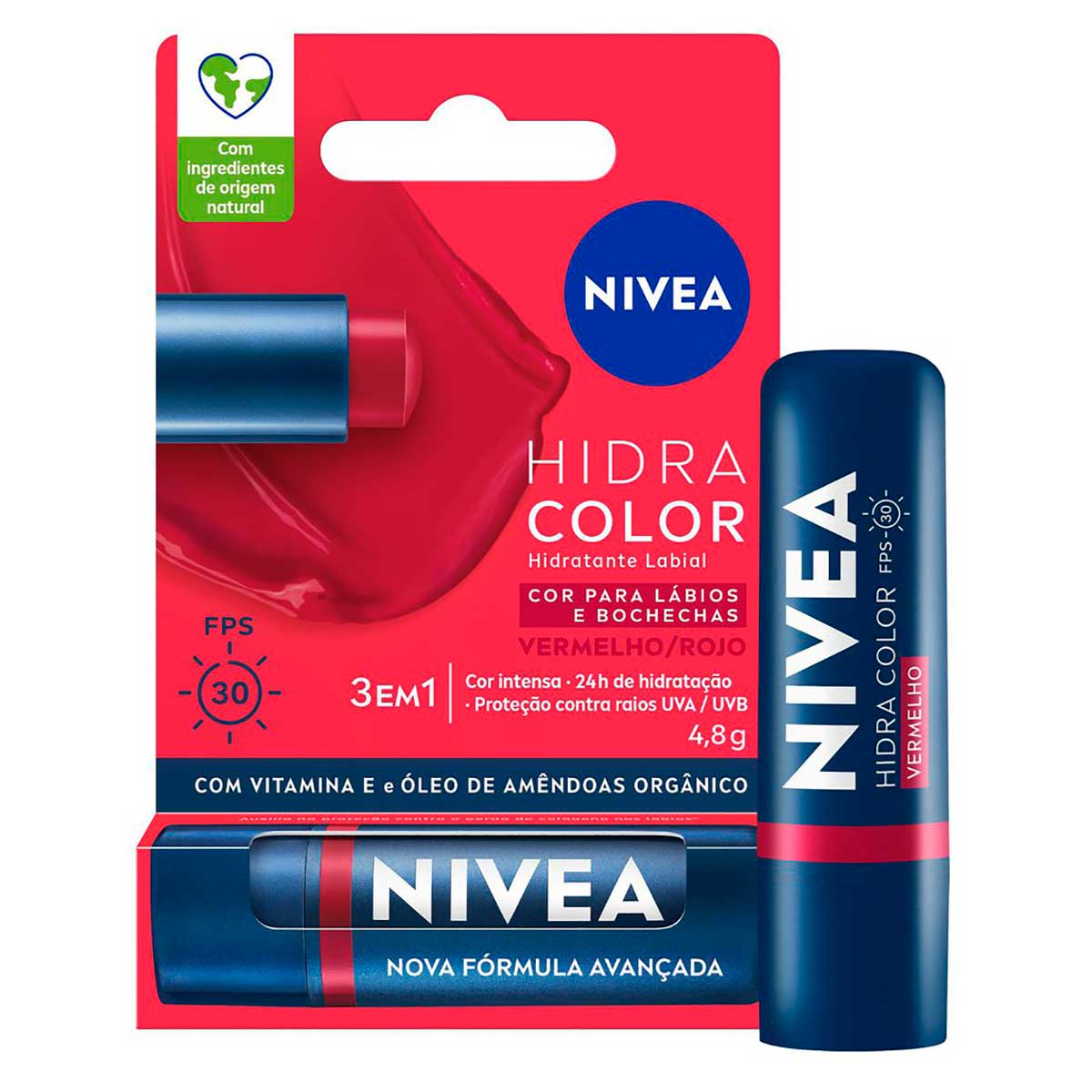 Hidratante Labial NIVEA Hidra Color Vermelho 4,8g