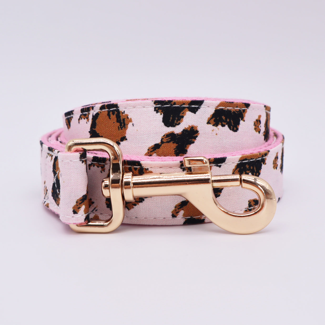 Pink Leopard Dog Flower Collar ，Dog Collar with matching leash