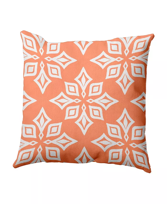 E by Design Beach Star 16 Inch Coral Decorative Geometric Throw Pillow