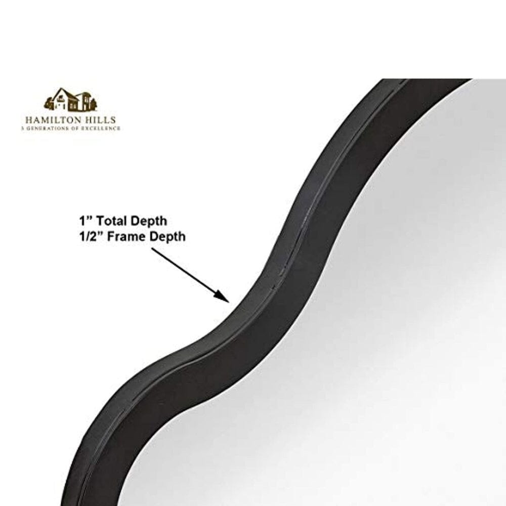 Hamilton Hills Arched Mirror Black Framed Wall Mirror with Queen Anne Design 22