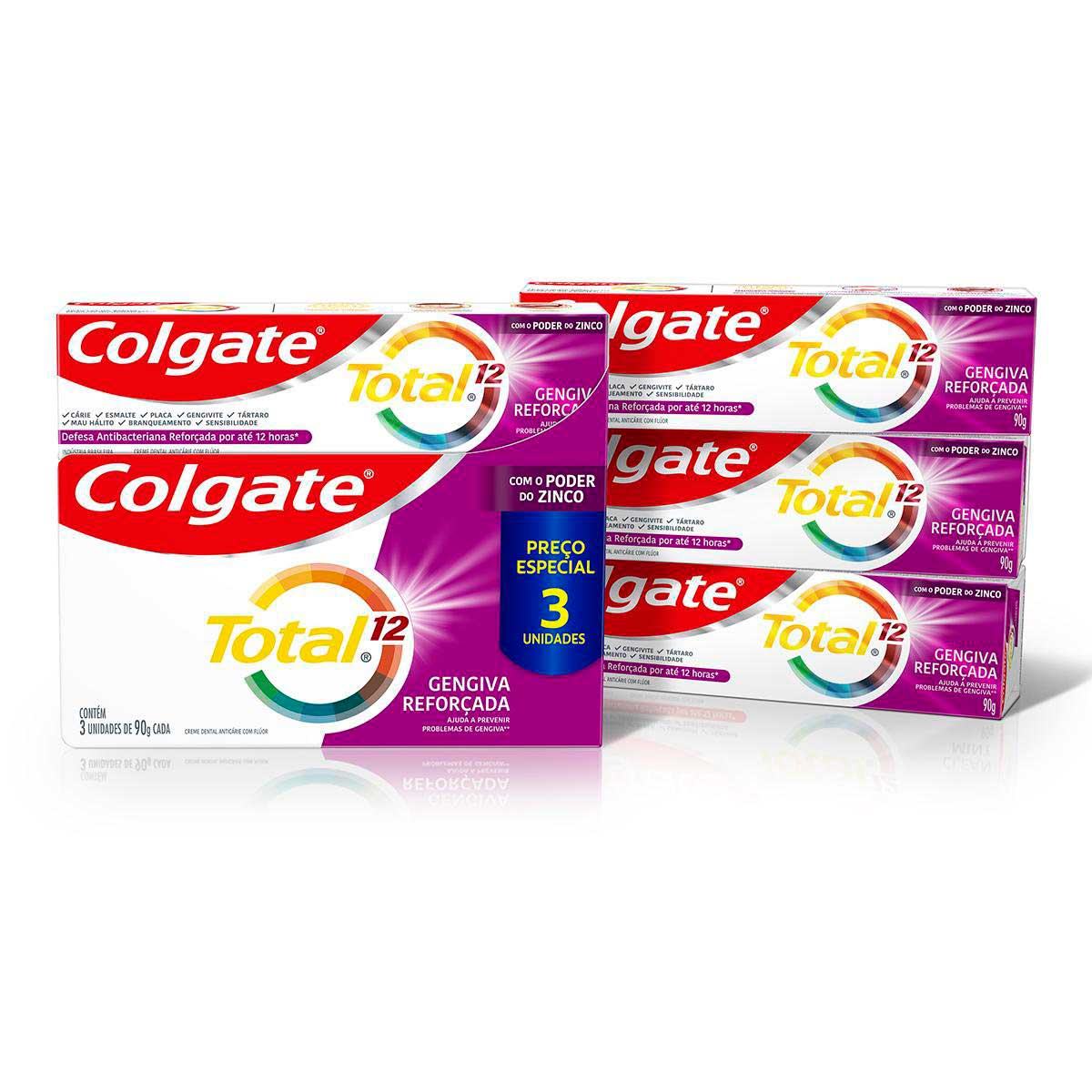 Creme Dental Colgate Total 12 Gengiva Reforcada 3 Unidades 90g Preco Especial