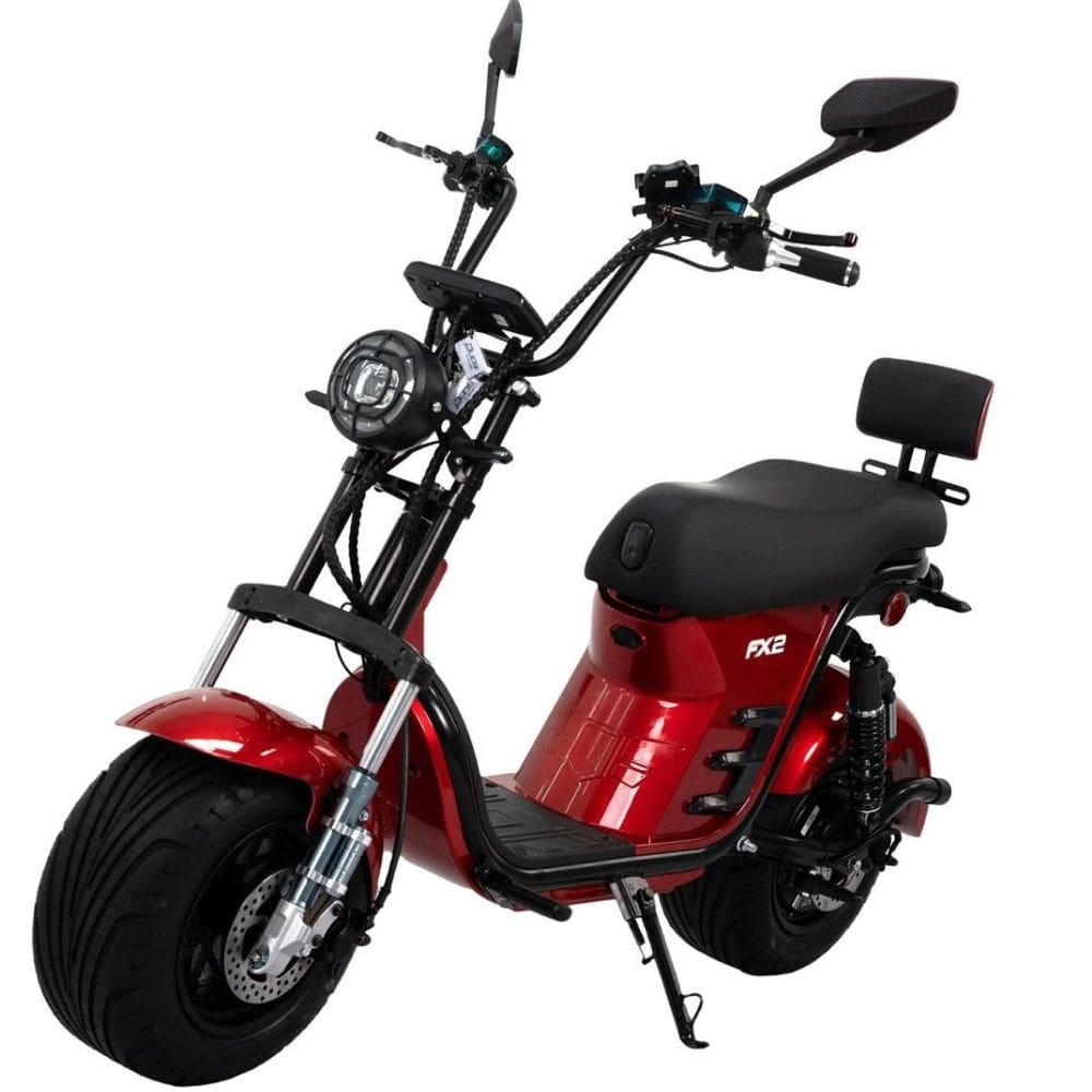 Bicicleta Elétrica Scooter Freio a Disco 1000W 60V Lítio FX2 Vermelha Duos