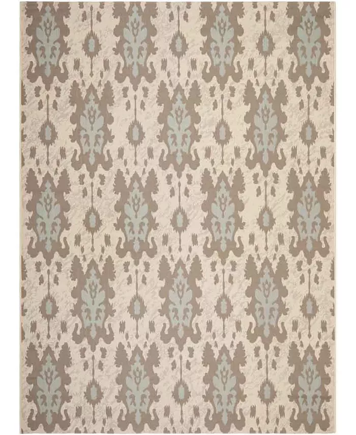 Safavieh Courtyard Beige Dark Beige and Aqua Weft 8' x 11' Sisal Weave Outdoor Area Rug