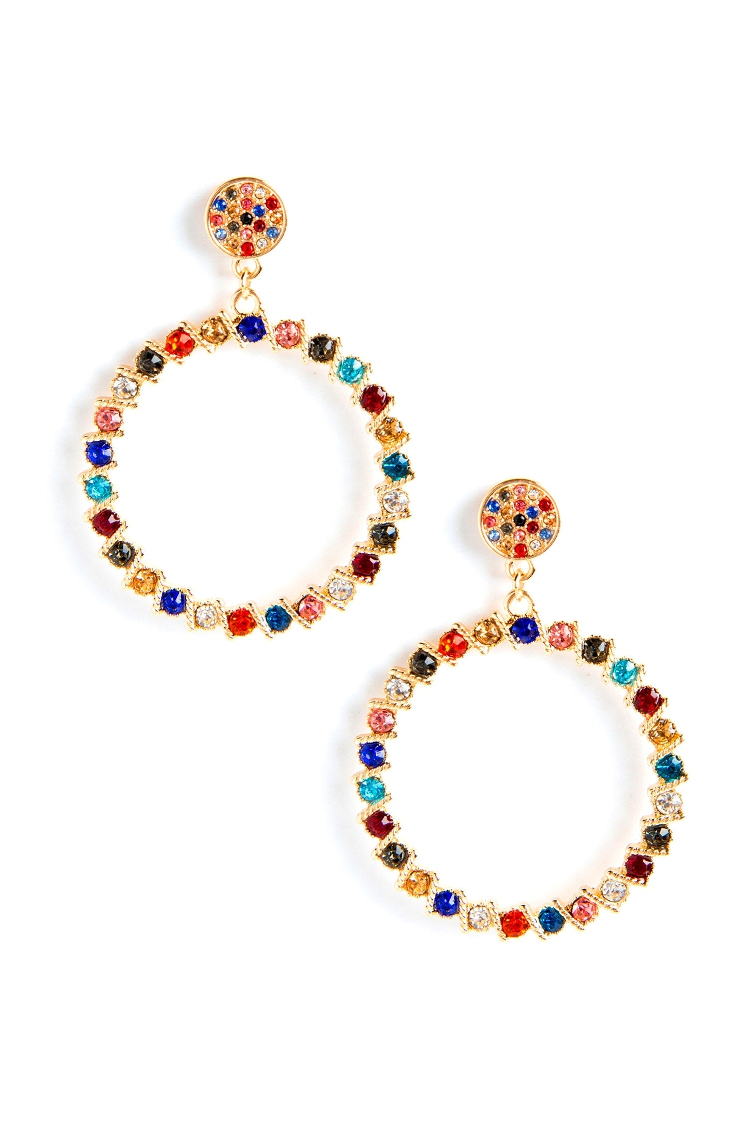 Glass Mosaic Gemstone Hoop Earrings