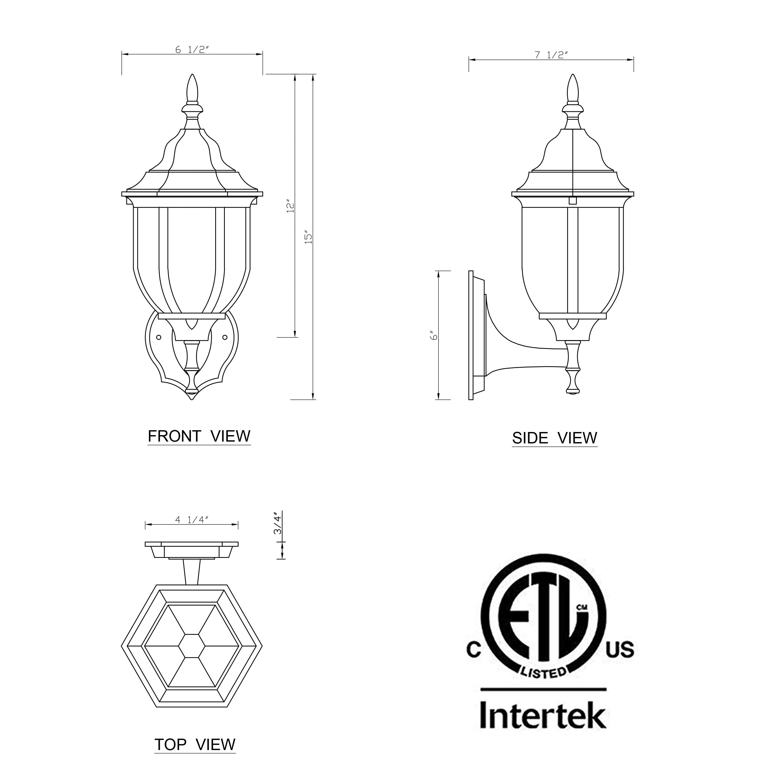 C Cattleya 2-Pack 1-Light Outdoor Wall Sconce, Die-cast Aluminum-Black Finish