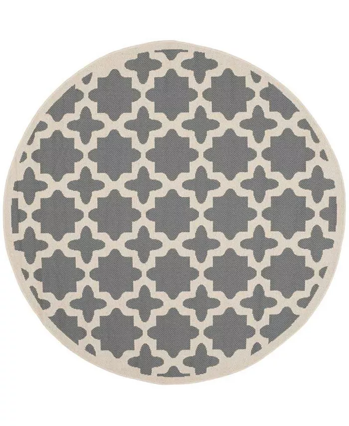 Safavieh Courtyard Anthracite and Beige 4' x 4' Sisal Weave Round Outdoor Area Rug