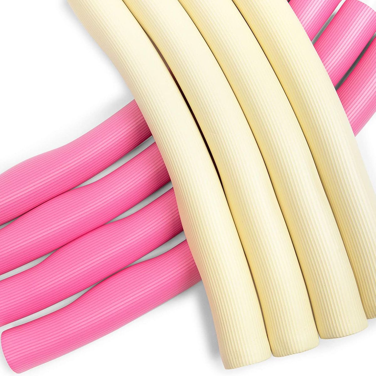 Adjustable Hula Hoops for Adults and Kids， Fitness Hoops for Women， Ho me Workout Exercises， Pink and White， 37 inches