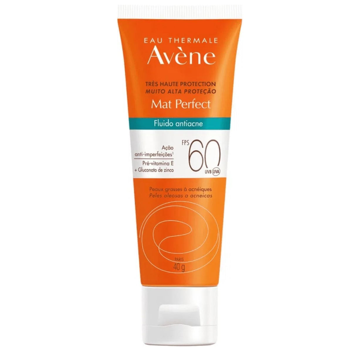 Protetor Solar Facial FPS60 Avene Mat Perfect Fluido Antiacne 40g