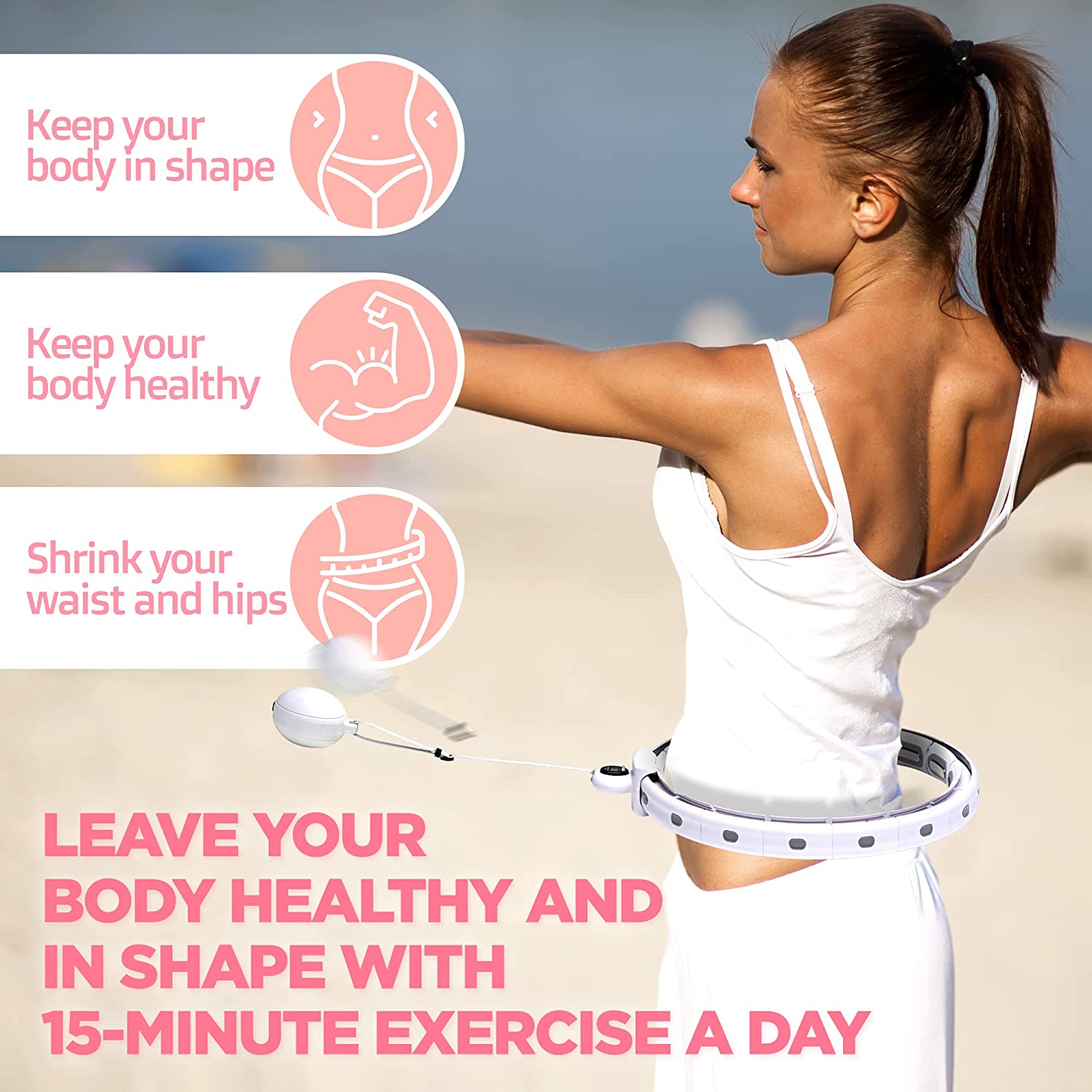 Smart Weighted Hula Hoop for Exercise – Weighted Infinity Hoop for Abs and Hips with Digital Counter – Quiet， Adjustable Smart Hula Hoop for Waist Sizes 31–44 Inches – Home Workout Equipment by generic