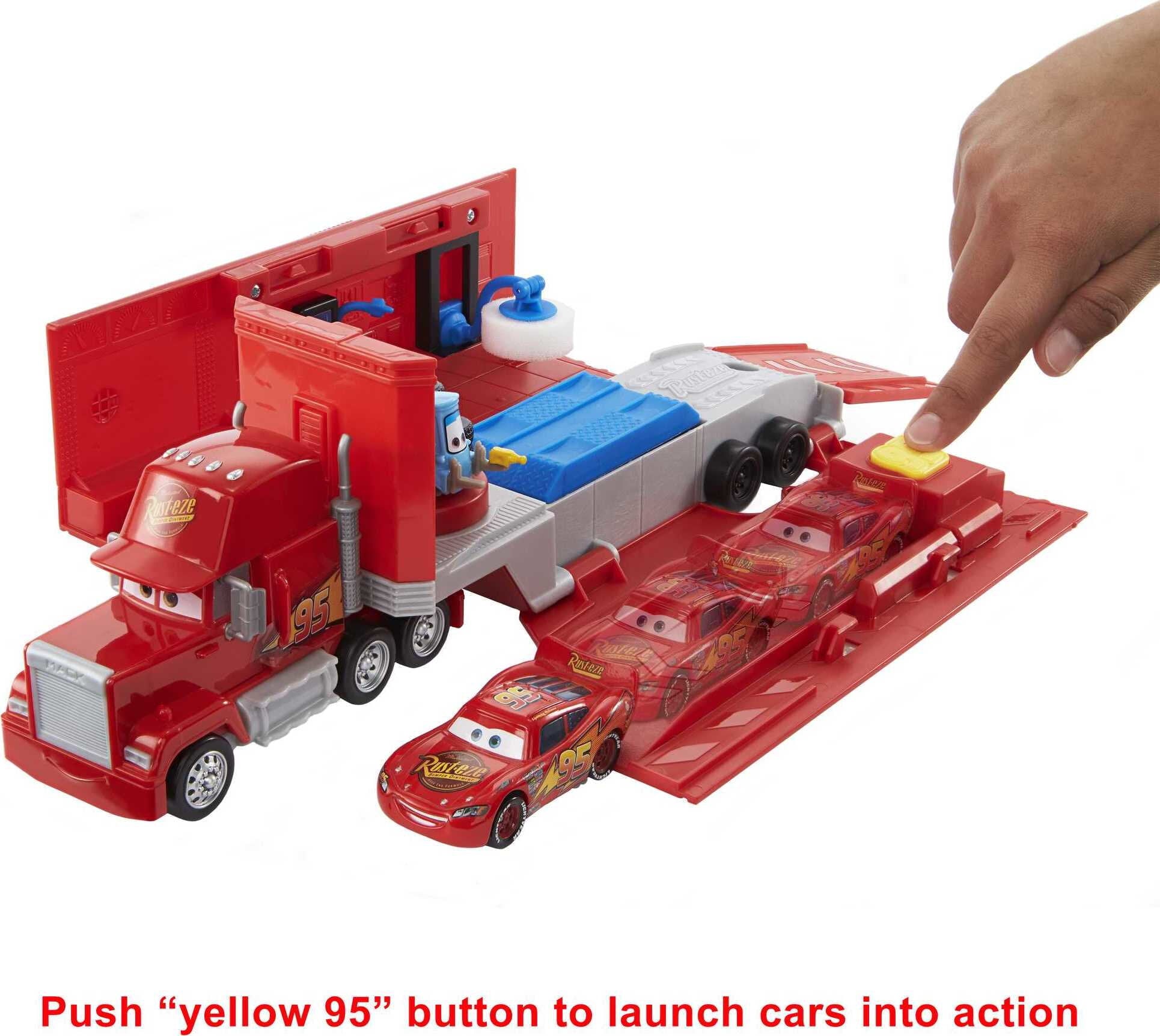 Disney and Pixar Cars Transforming Mack Playset， 2-in-1 toy Truck and Tune-Up Station