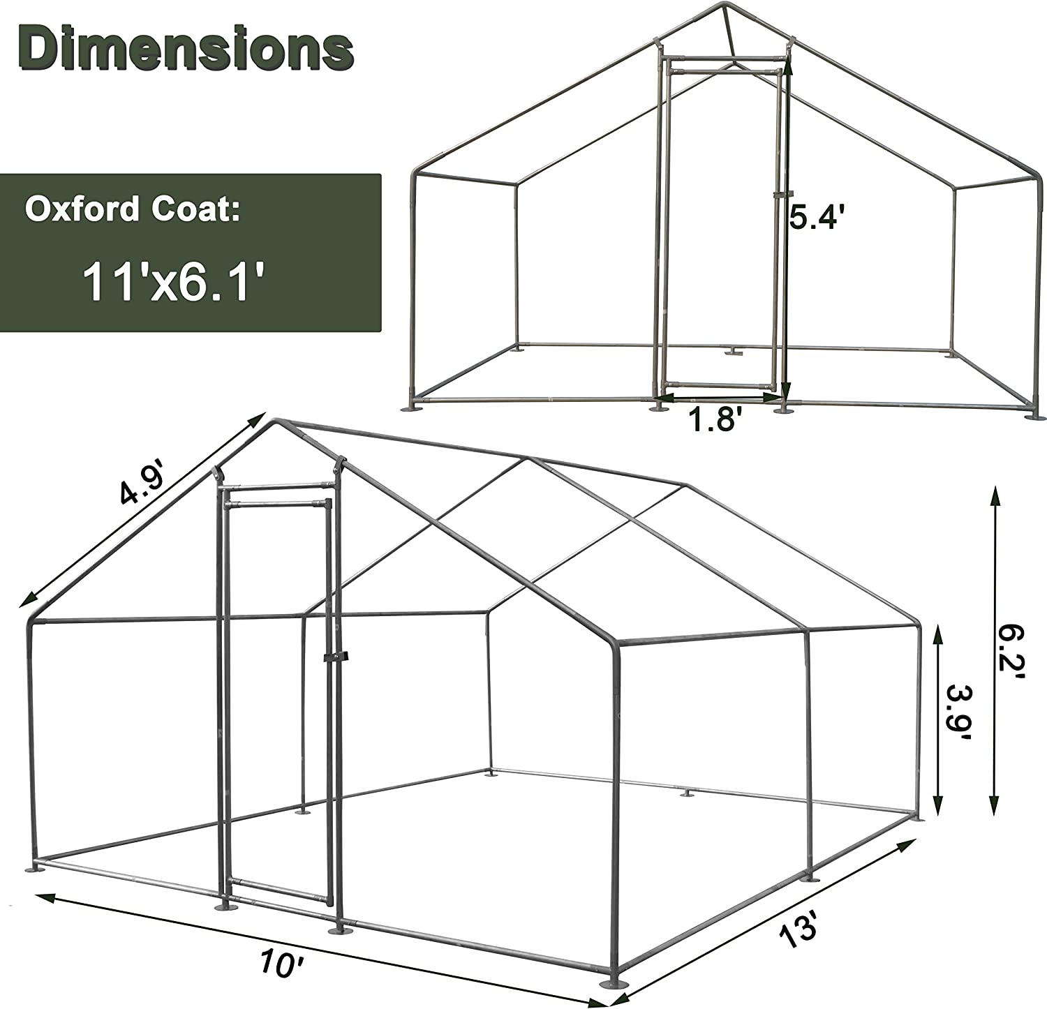 Large Chicken Coop Metal Chicken Runs for Yard， 10' Walk in Chicken Coop Cage Chicken Pen Poultry Cage with Waterproof and Anti-UV Cover Heavy Duty Rabbit Hutch Duck Cage for Outdoor， Backyard and Farm