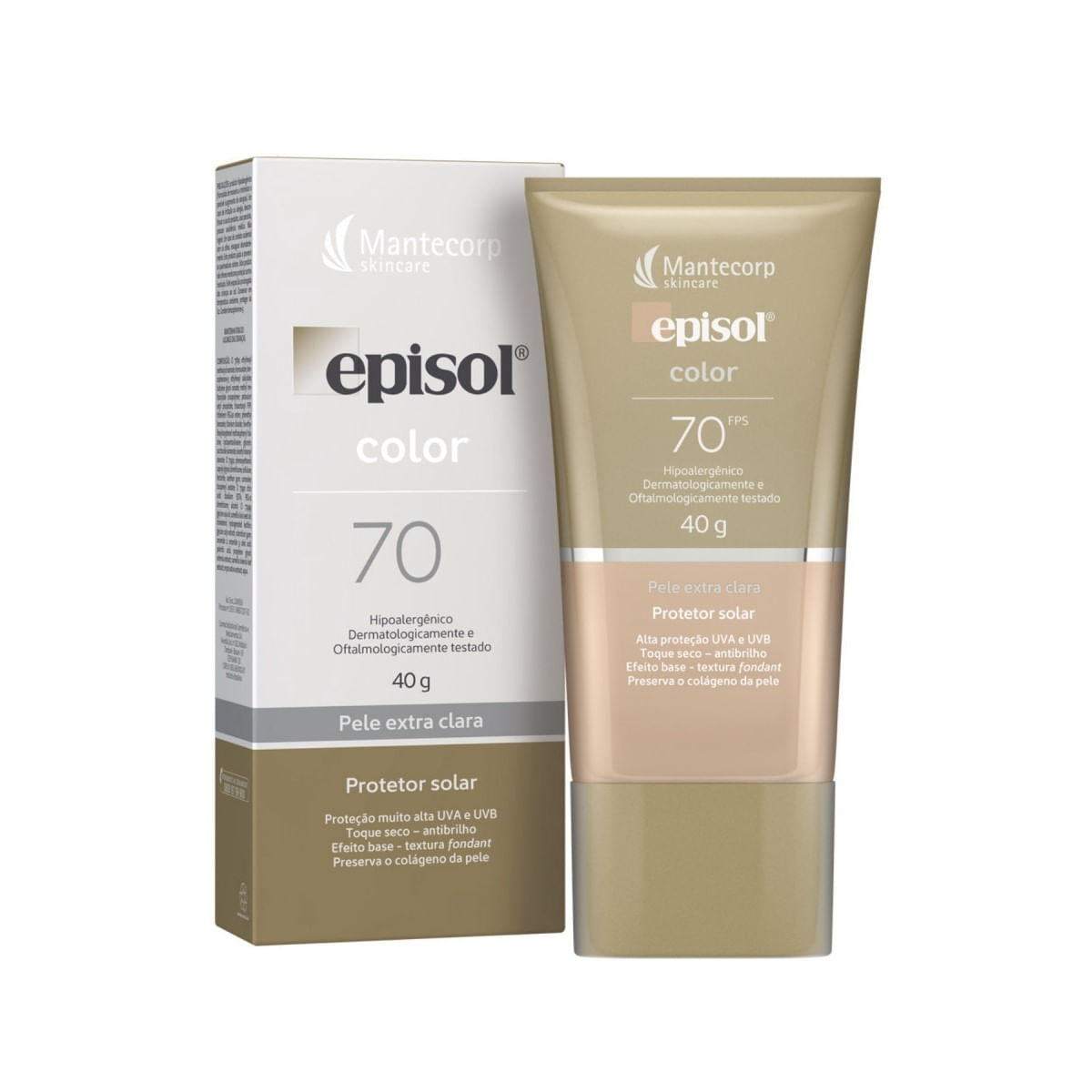 Protetor Solar FPS70 Pele Extra Clara Episol Color 40ml