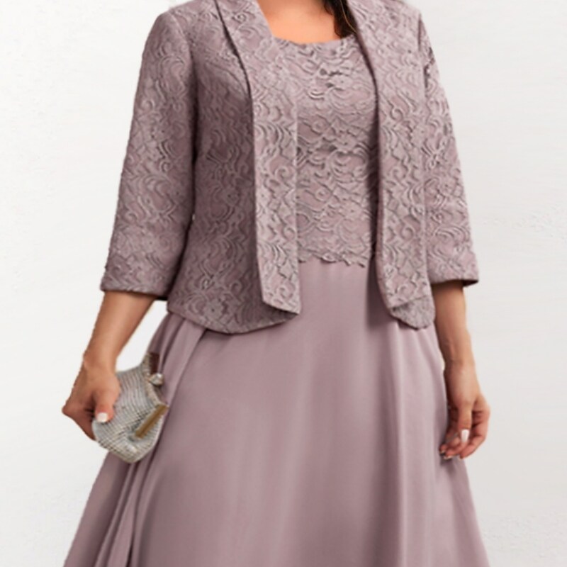 Women's Plus Size Dress Set Solid Color Crew Neck Half Sleeve Dress