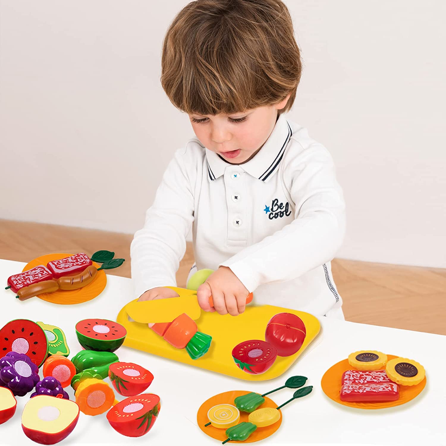 Toddlers Pop up Play Tent W/Bag & 27 Pcs Kids Cutting Foods Set, Outdoor Toys Camping Nylon Tent for 3-6 Kids Boys Girls Birthday Christmas Present