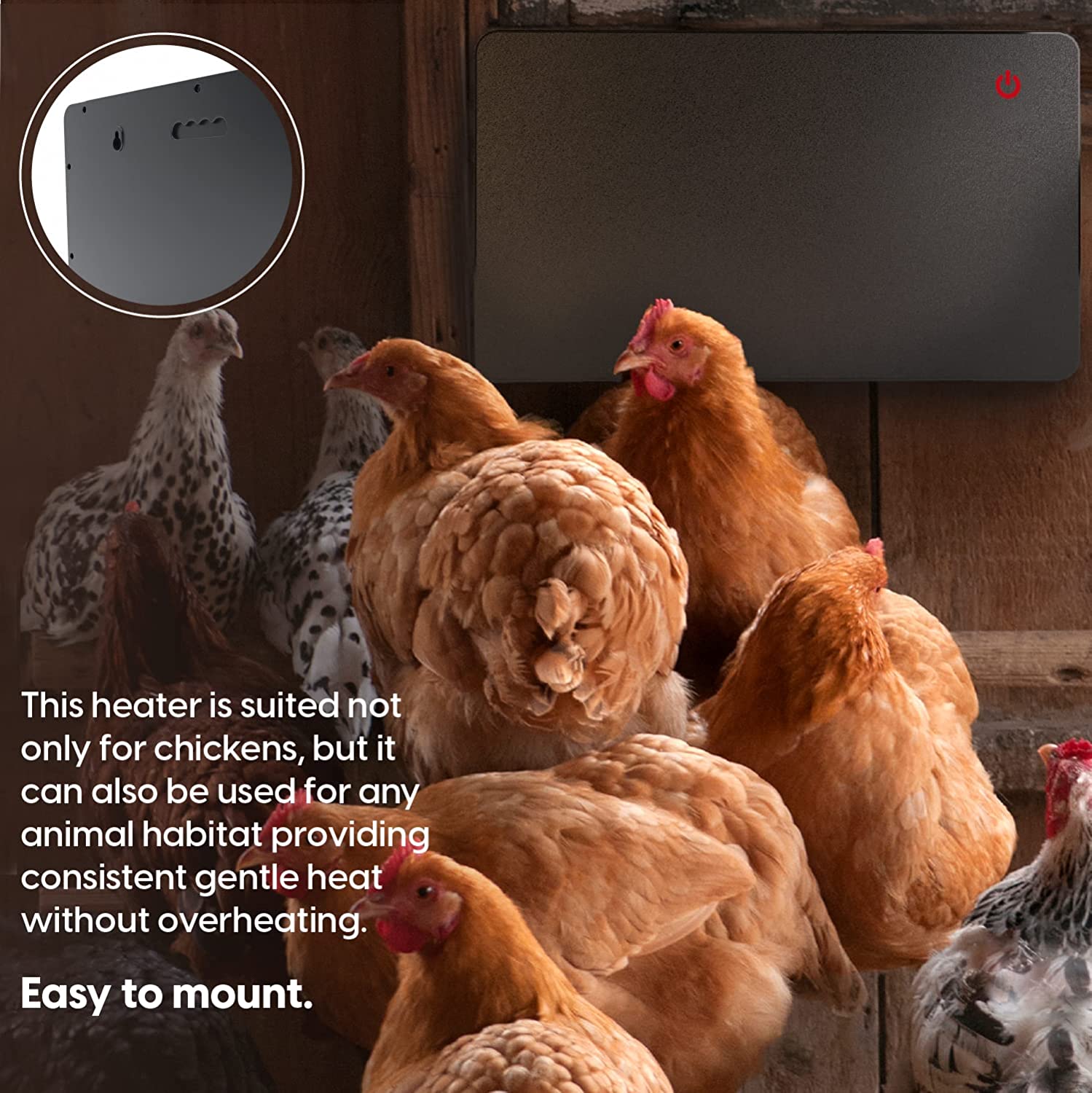 Econohome Safe Chicken Coop Heater， Safer Than Brooder Lamps， Gently Warm， 150 Watts， ETL Compliant for Safety - Also for Pets and Under Desk