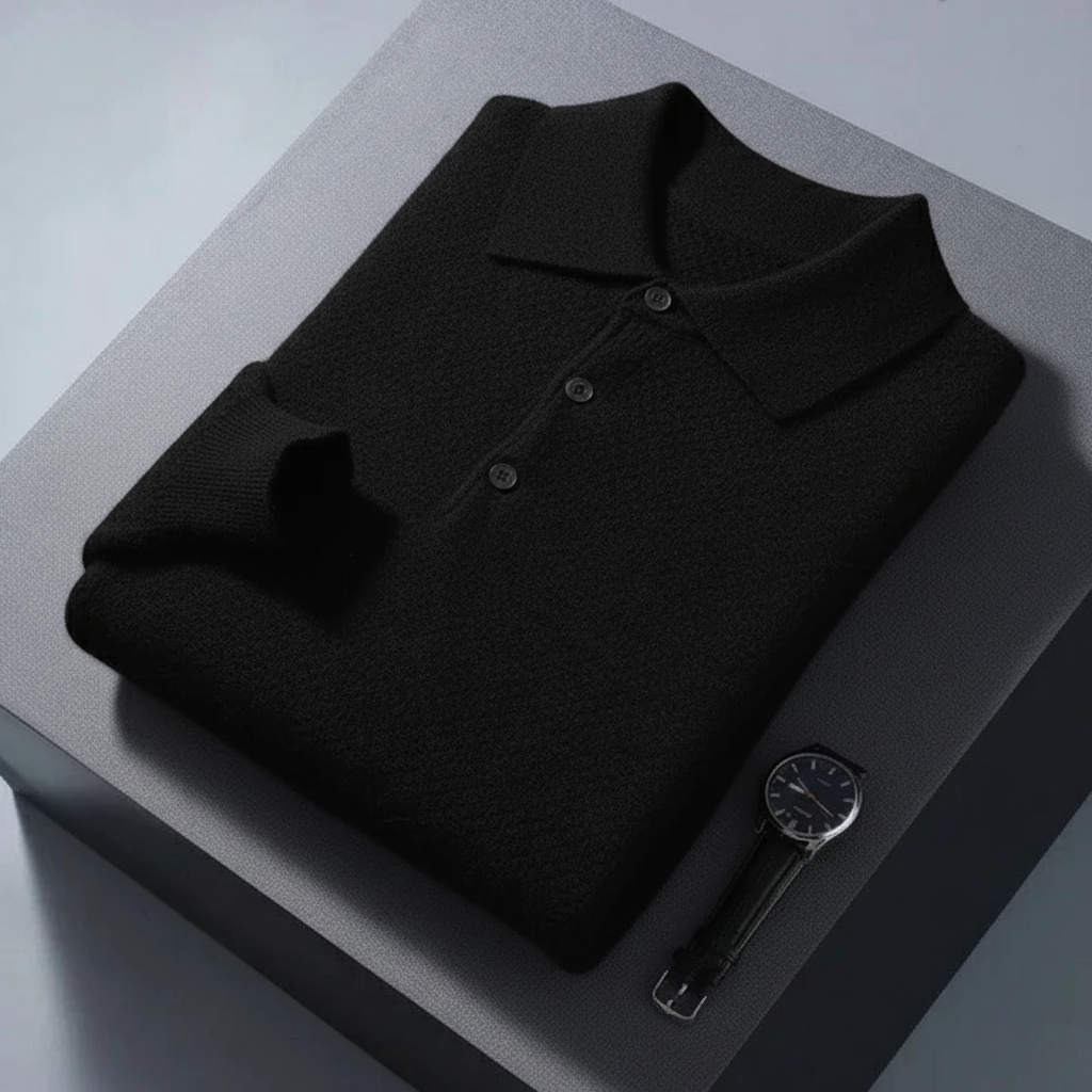 Men's Casual Button Cashmere Polo Warm Comfortable Sweater