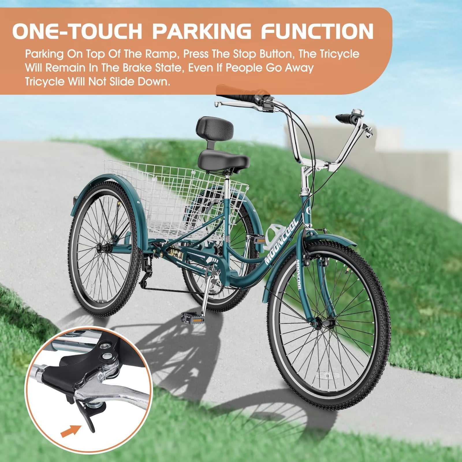 Lilypelle Adult Tricycles 7 Speed 20/24/26 Inch Three Wheel Bike Cruiser Trike with Low-Step Through Frame/Large Basket for Men， Women， Seniors