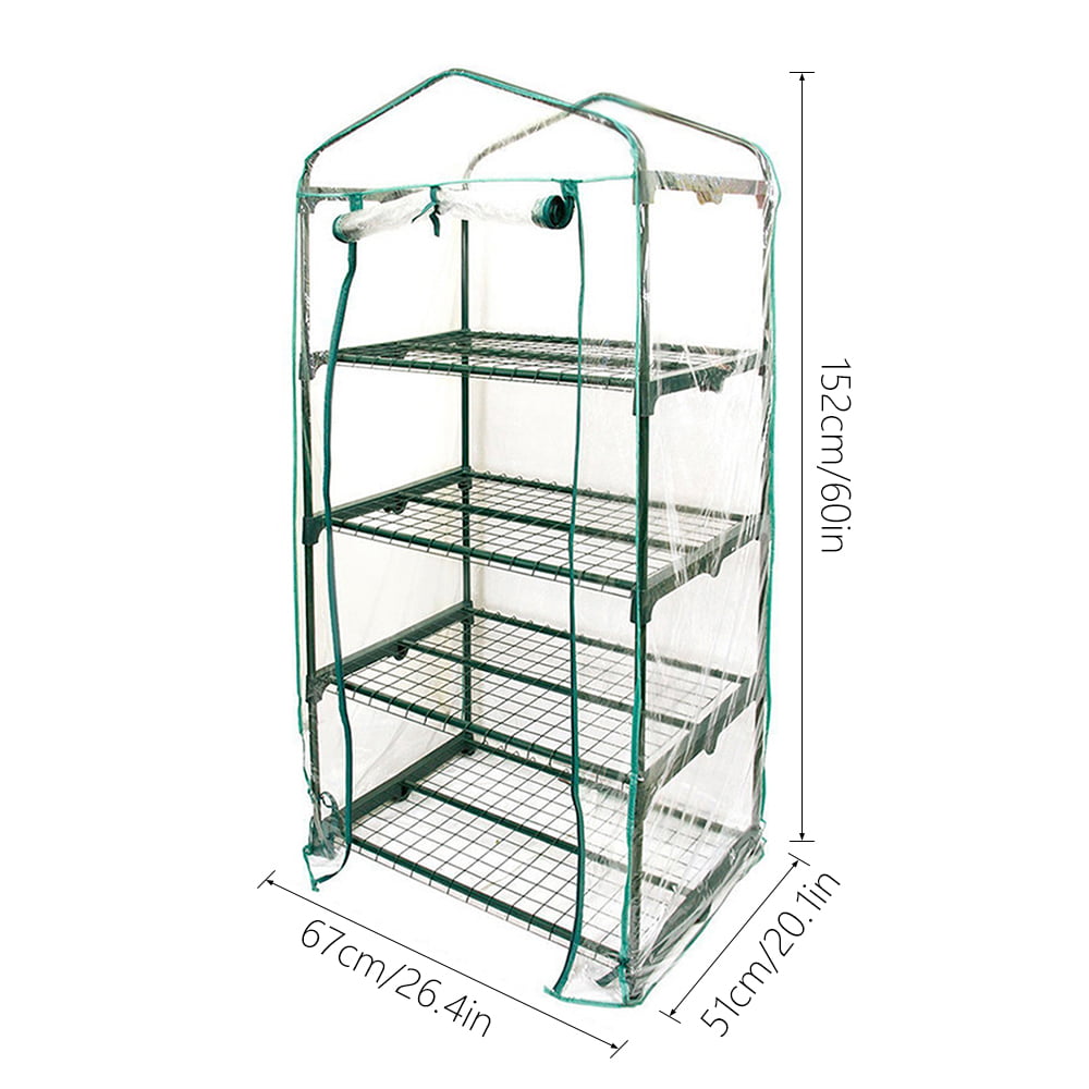 Everso Outdoor PVC Cover Plastic Garden Green House Mini 4 Layer Walk-in Plants Greenhouse, for Outdoor Plant Flower Garden Accessories(not include iron racks, only cover）