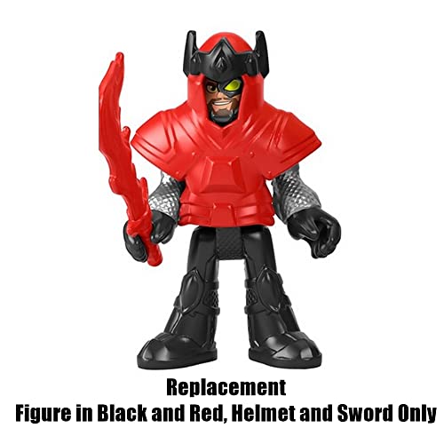 Replacement Parts for Fisher-Price Imaginext Royal Crusader's Dragon Playset - HCG50 ~ Replacement Figure in Black and Red， Helmet and Sword