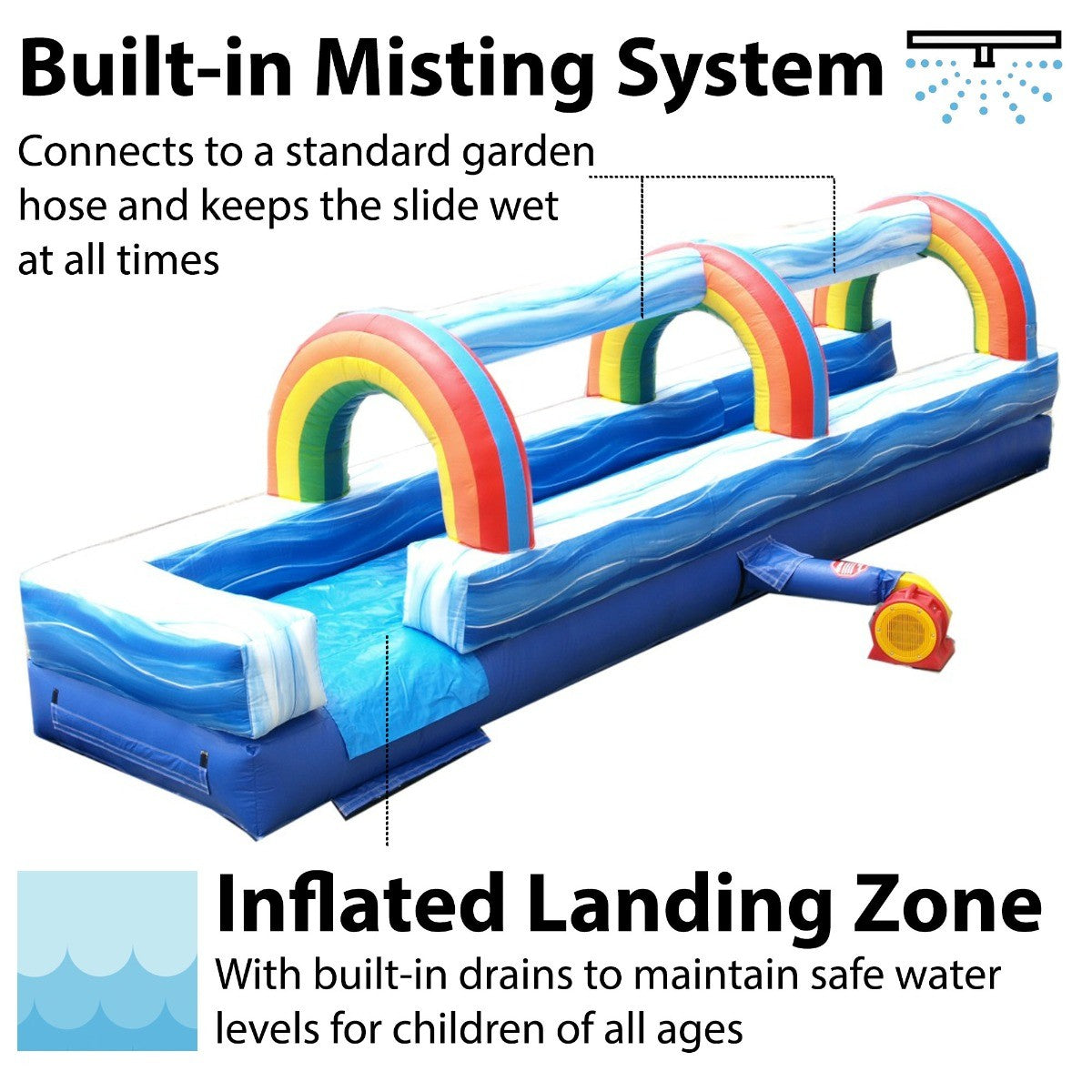 TentandTable Commercial Inflatable Slip n Slide， Blue Marble with Blower， 25'