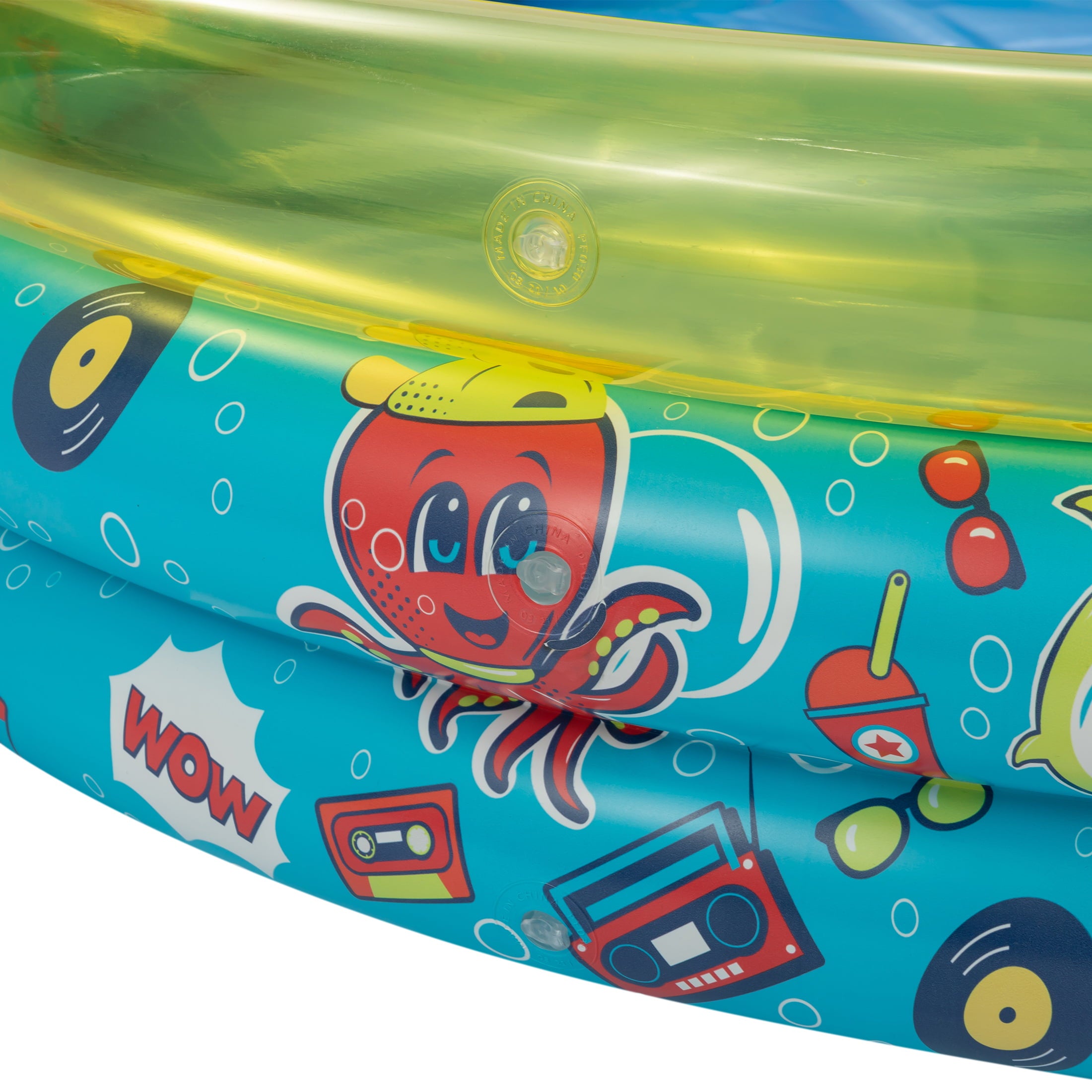 Round Inflatable 3-Ring Kiddie Splash Play Pool， Yellow， For Kids， Age 2 and up， Unisex