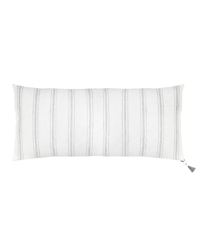 Anaya Home White With Grey Stripes Linen Down Alternative Pillow