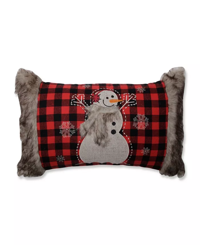 Pillow Perfect Fur Snowman Oblong Red Black Rectangular Throw Pillow