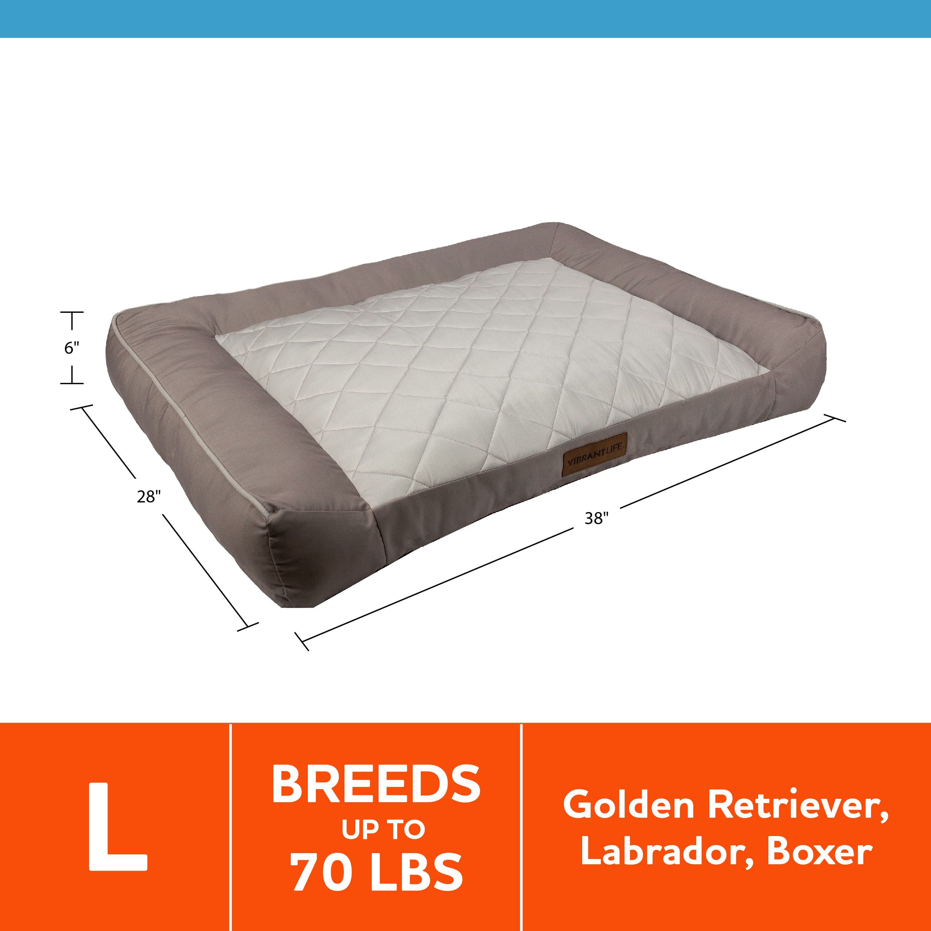 Vibrant Life Large Deluxe Cooling Couch Dog Bed， Tan