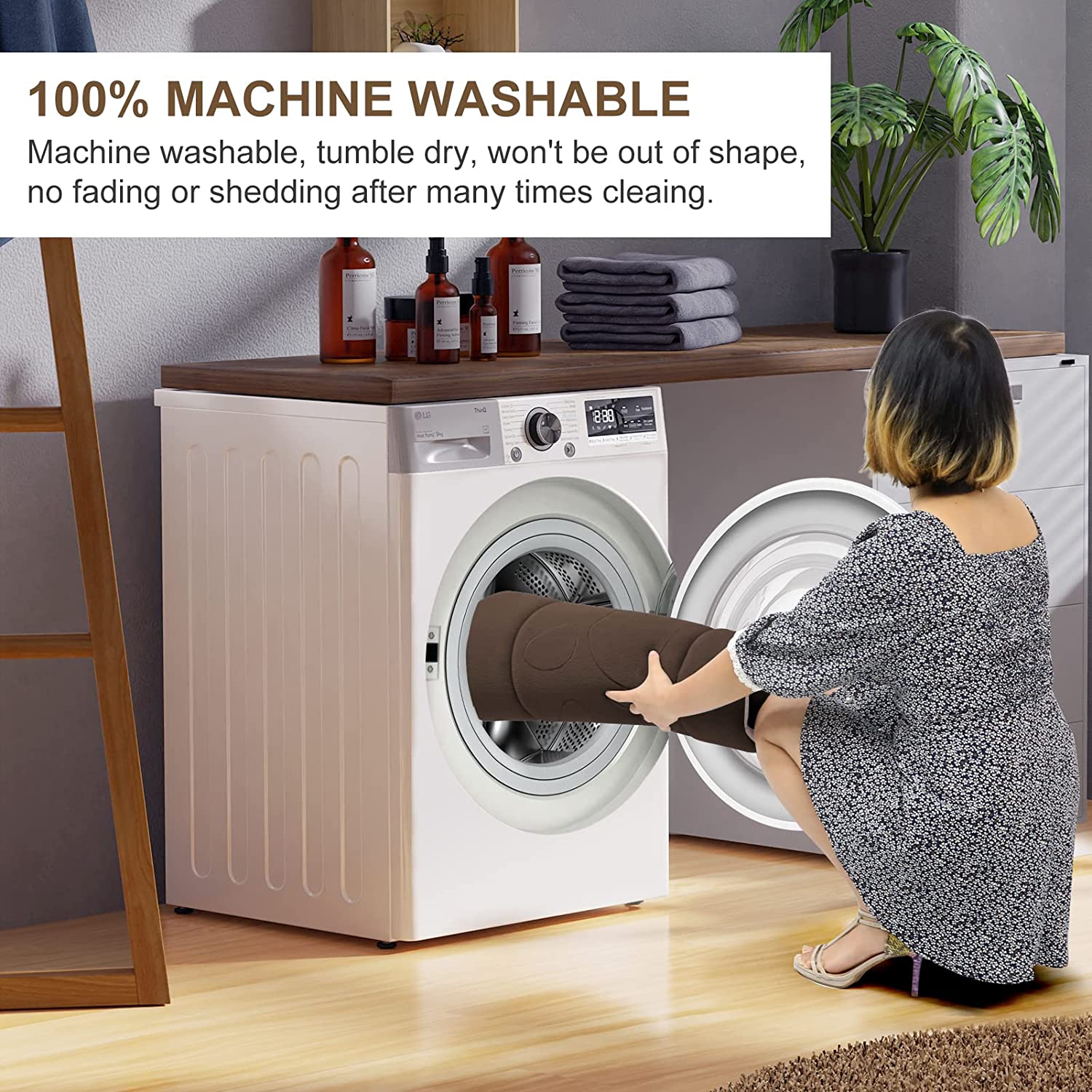 PROCIPE Dog Bed Crate Pad Mat Cute Paw Pet Beds Washable Mattress 42inch Brown