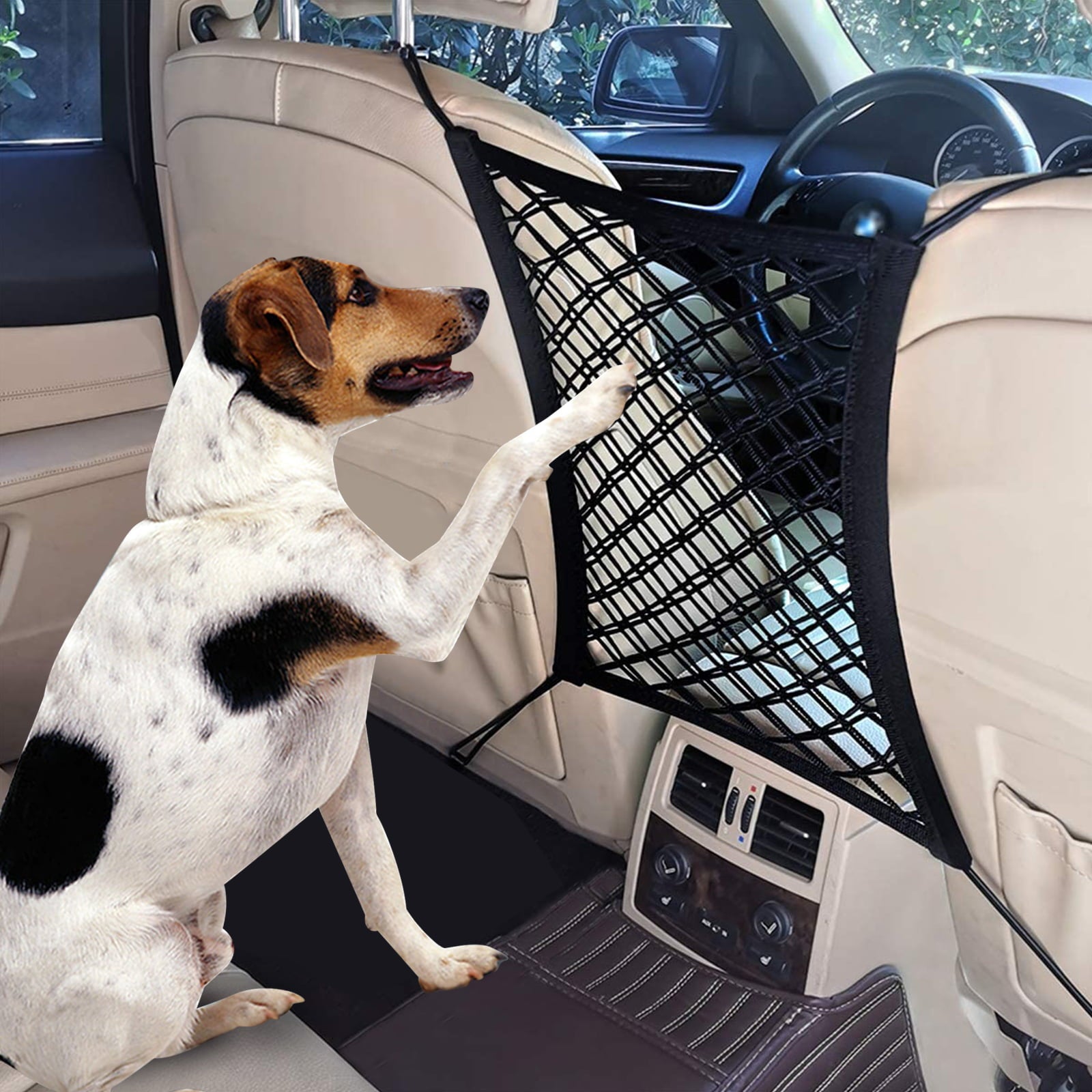 EEEkit Dog Car Net Barrier Back Seat Pet Barrier Auto Safety Mesh Organizer Universal Stretchable Storage Bag Pet Disturb Stopper for Driving Safely with Children and Pets， Black