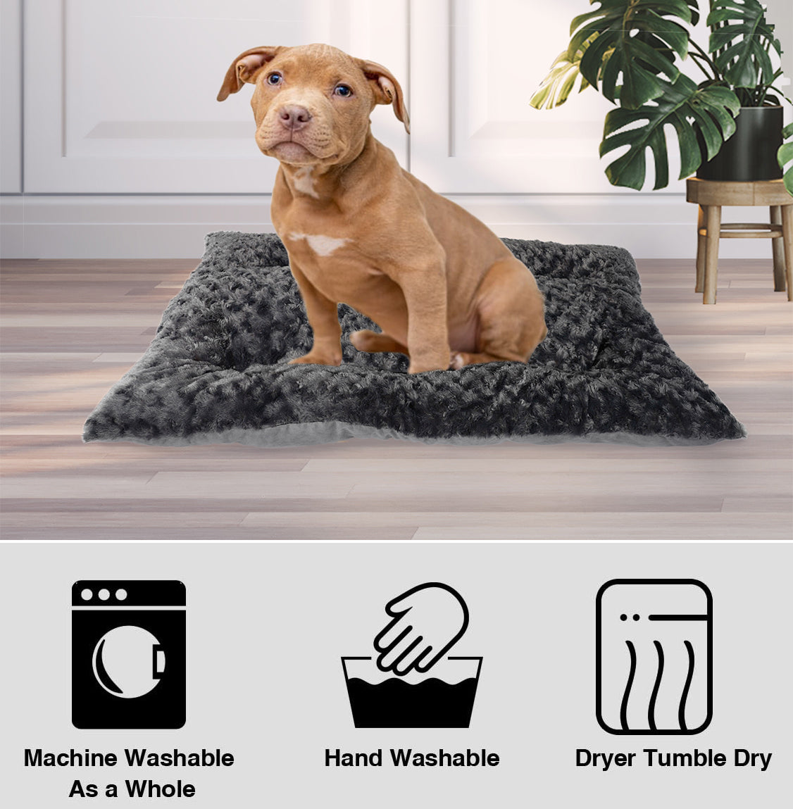 Confote Deluxe Plush Pet Beds Dog Crate Mattress for Large Medium Small Dogs， Machine Wash and Dryer Friendly， Gray XL