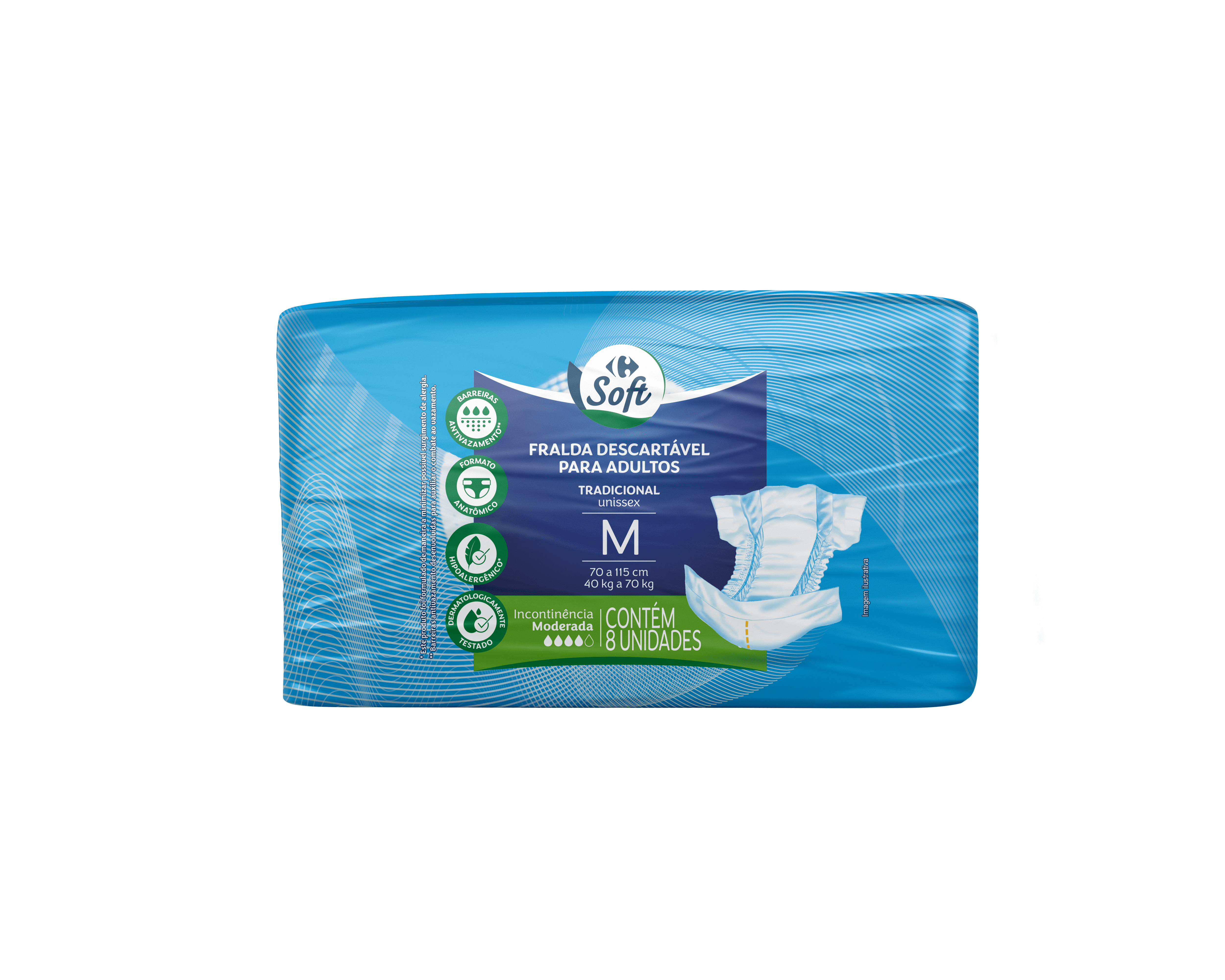 Fralda Descartavel Tradicional Adulto Soft M 8 Unidades