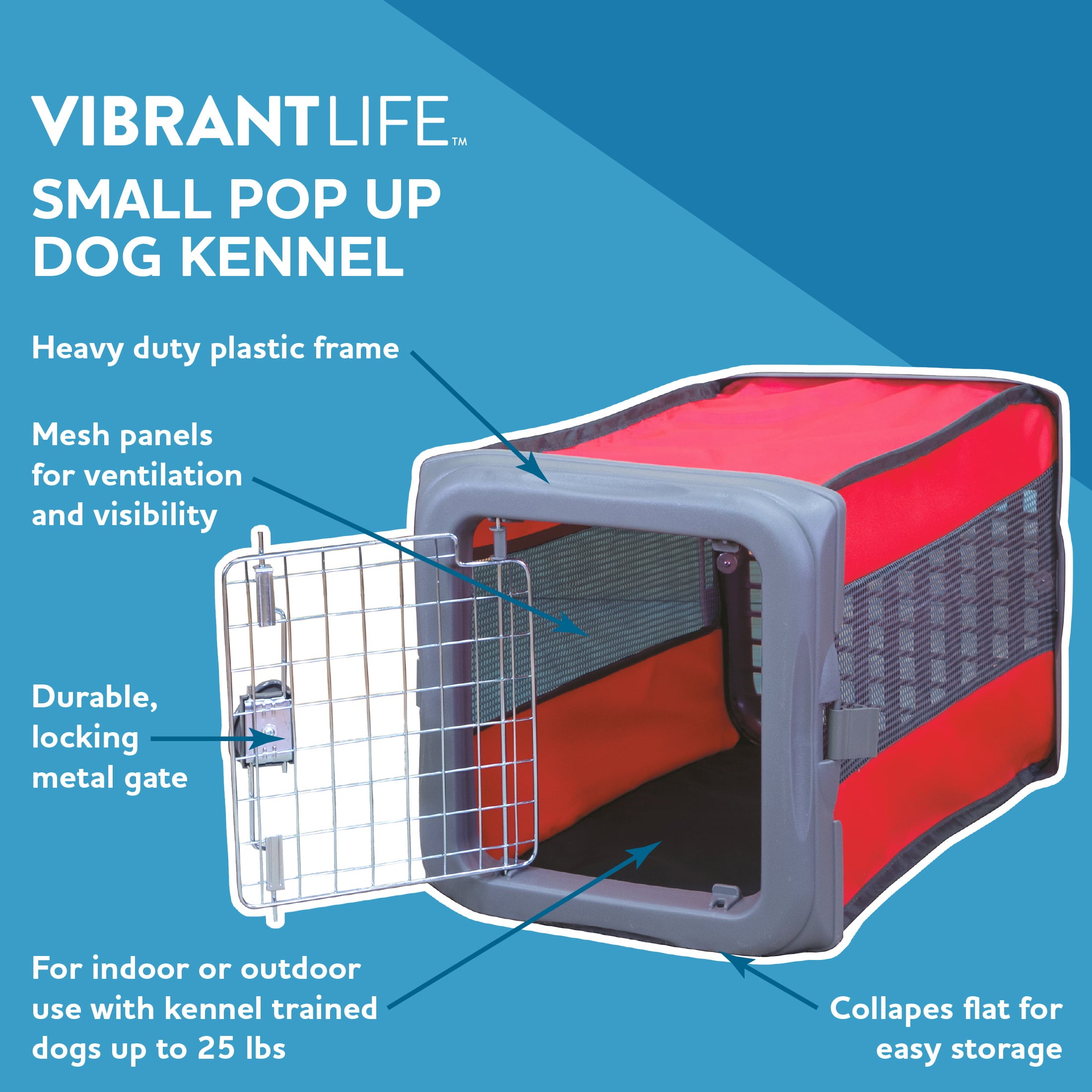 Vibrant Life Small Pop Up Pet Kennel， Dog， Cat， Small Animal