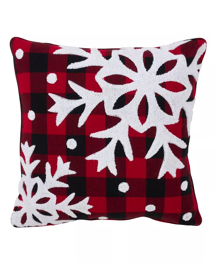 Saro Lifestyle Buffalo Plaid Snowflake Throw Pillow， 18