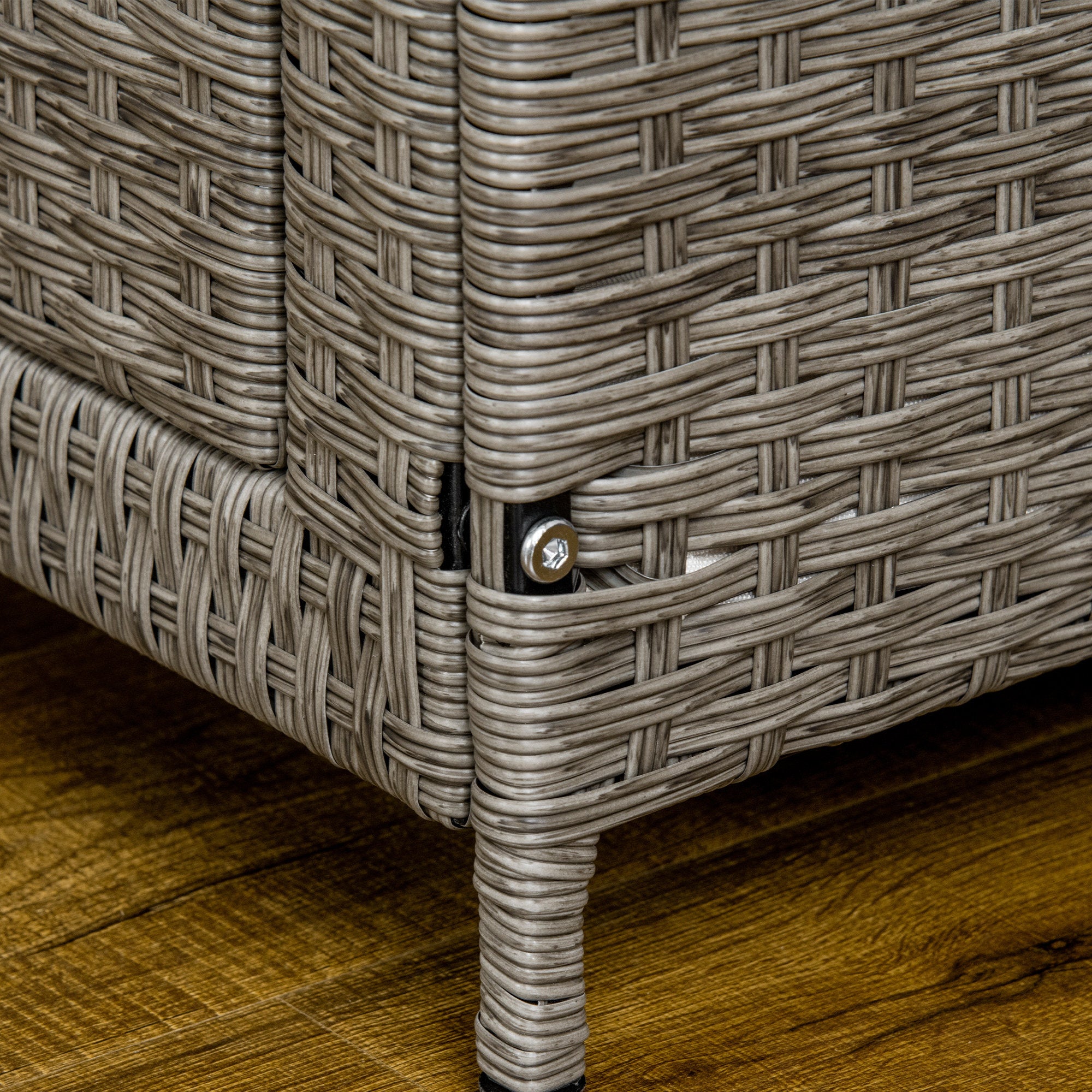 PawHut Rattan Dog Crate， Wicker Dog Cage with Lockable Door and Soft Washable Cushion， Dog Kennel Furniture for Small Sized Dogs， Grey