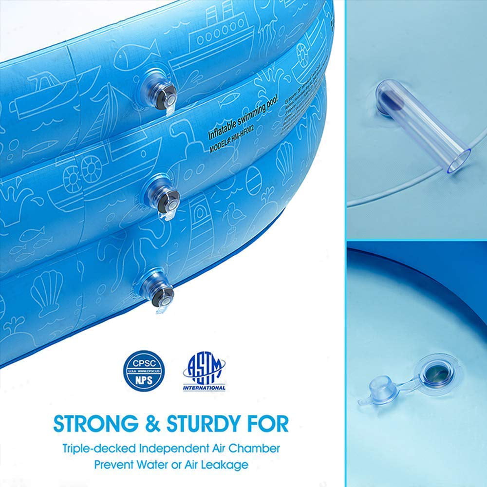 Inflatable Portable Swimming Pool Family Full Size Blow Up Kiddie Pool Play Center 92