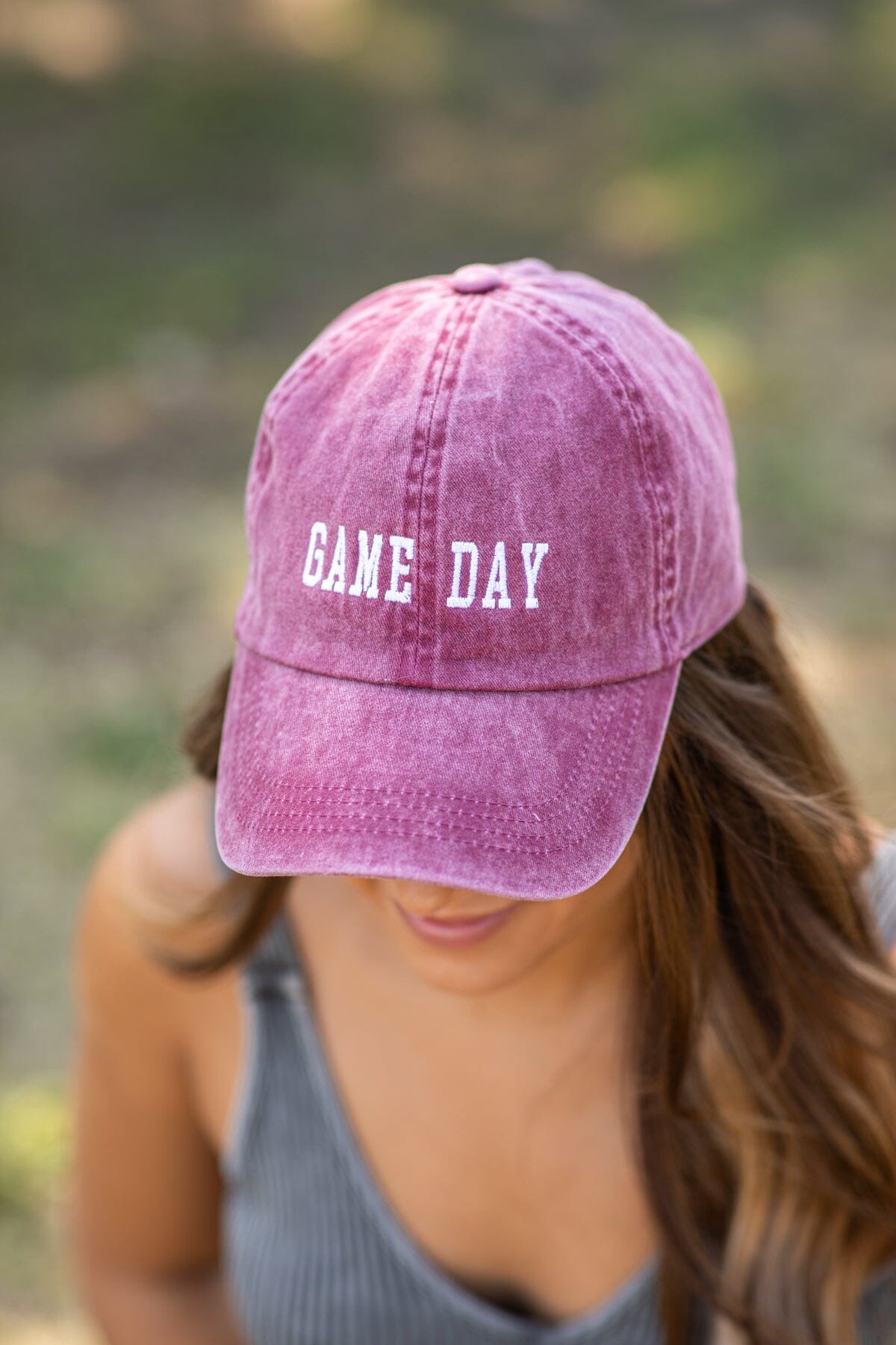 Burgundy Washed Game Day Baseball Hat