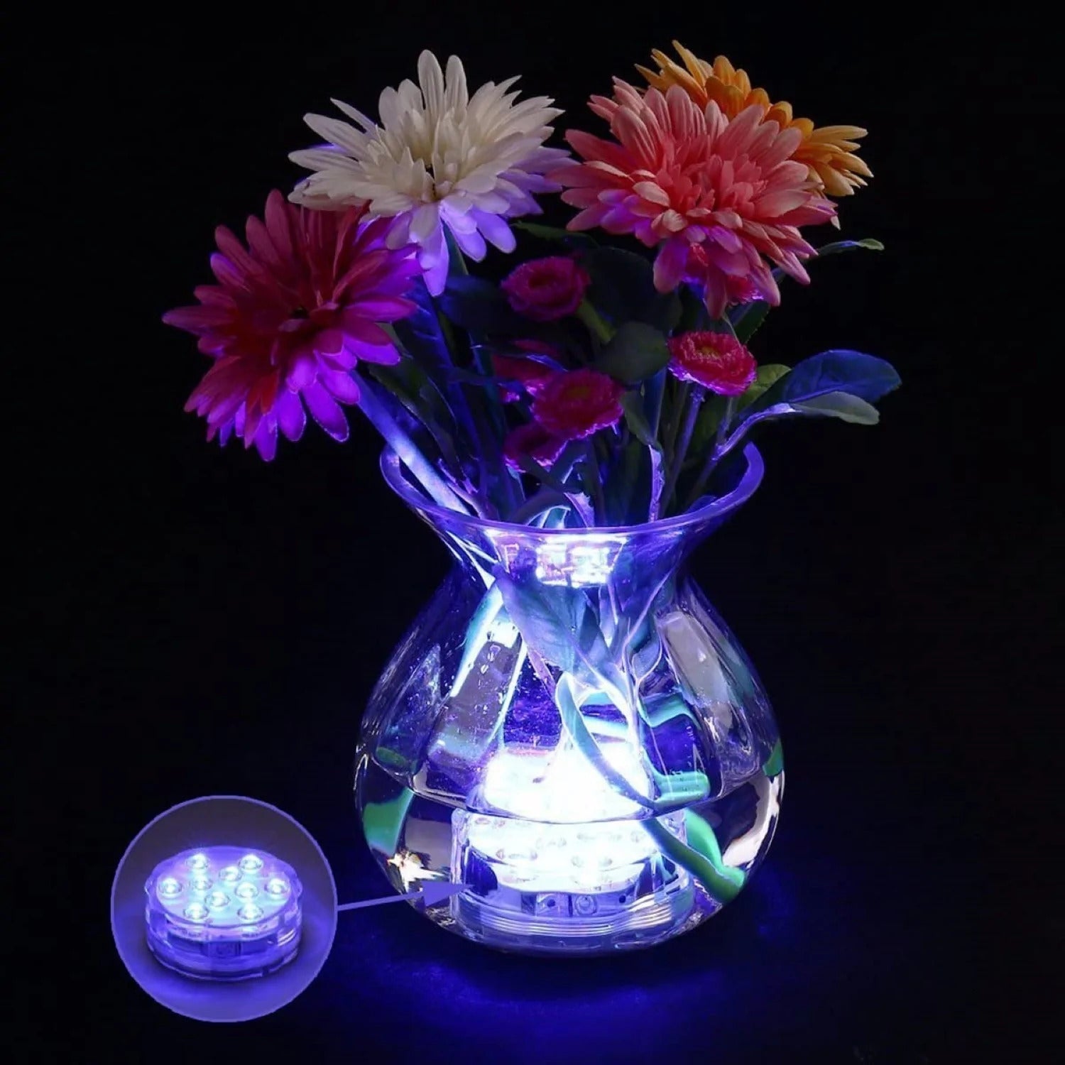 Discount Trends Submersible RGB LED Color Changing Waterproof Underwater Vase Tea Light Fish Tank Décor W/Remote New
