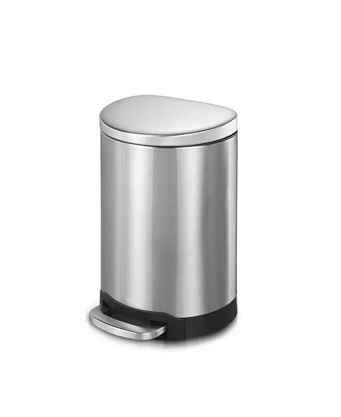 Mega Casa 3.2 Gal. 12 Liter Stainless Steel Semi-round Step-on Trash Can for Bathroom and Office