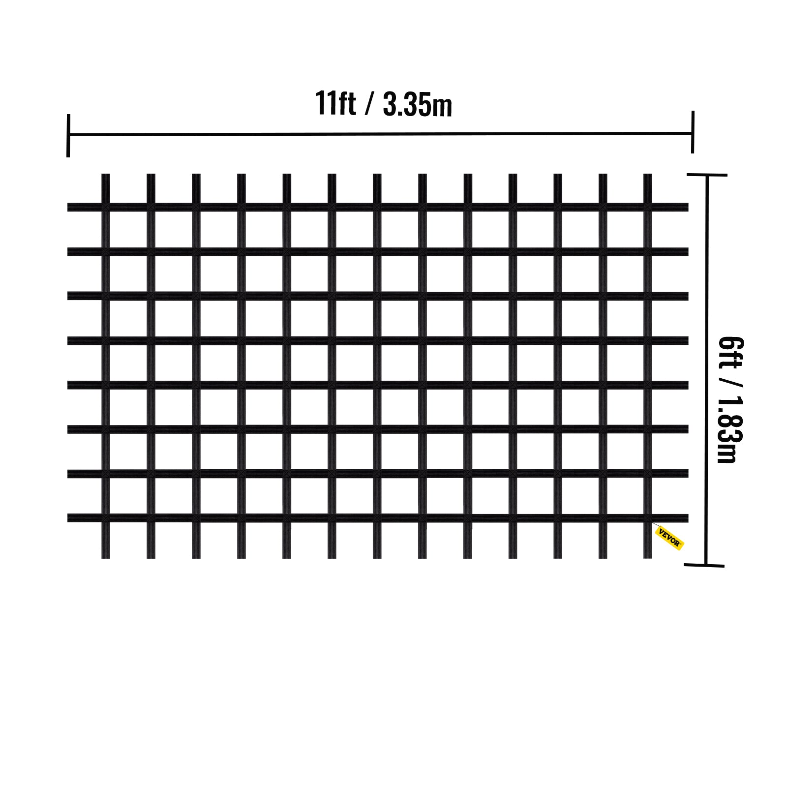 VEVOR Climbing Cargo Net， 11' x 6' Playground Climbing Net， Polyester Material， Rope Ladder， Swingset， Large Military Climbing Cargo Net for Kids and Adult， Indoor and Outdoor， Treehouse， Jungle Gyms
